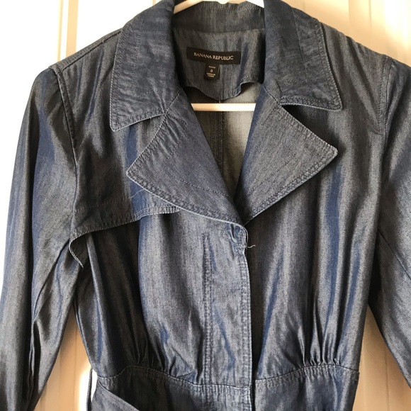 Banana Republic Chambray Trench Dress Petite 0 - Picture 4 of 6